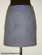 Spódnica popiel kieszenie trapez haft r 40 UNIKAT