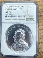 50 zł SSA Kazimierz Jagiellończyk 2015 NGC MS 70 MAX NOTA IDEAŁ
