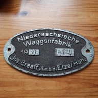 TABLICZKA KOLEJOWA Niedersachsische Waggonfabrik Jos.Graaff GmbH