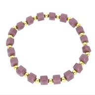 62488 Bransoletka złota stal chirurgiczna koraliki kostki 6 mm