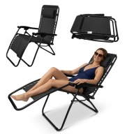 LEŻAK OGRODOWY FOTEL ROZKŁADANY CZARNY 67CM REGULOWANY MOCNY TARAS BALKON