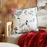 Poszewka świąteczna biała z zieloną lamówką laski cukrowe 45x45 cm