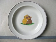 Porcelit PRUSZKÓW dziecinny TALERZ OBIADOWY dobranocka DŻEKI i NUKA z PRL