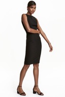 H & M ołówkowa mini dopasowana sukienka klasyczna czarna minimalistyczna