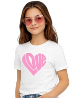 TeeRock| Koszulka dziecięca | Serce Love różowe - prezent| 152-161 | 12-13