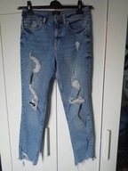 f&f 36 s spodnie dżins strecz dziury przetarcia ze średnim stanem rurki