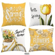Poszewki na poduszki 4 szt. 40x40cm żółte wiosna rower tulipany 4005