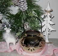 Piękne złote Boże Narodzenie lampion świecznik Glamour lustrzany