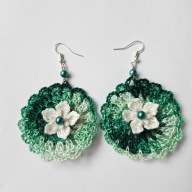 Kolczyki rękodzieło na szydełku kwiat