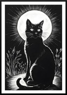A2 OBRAZ PLAKAT Z KOTEM, KOT KSIĘŻYC NOC, KOT W BLASKU KSIĘŻYCA