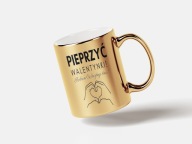 PIEPRZYĆ WALENTYNKI ZŁOTY KUBEK DLA ZAKOCHANYCH Z WŁASNYM NAPISEM