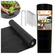 Agrotkanina 70g 1,1x50m agrowłóknina czarna UV antychwastowa mata +szpilki