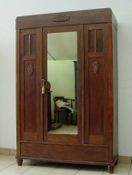 ORYGINALNA DĘBOWA SZAFA GARDEROBIANA Z LUSTREM