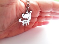 Brelok Breloczek Srebrny Pies Piesek Stal Chirurgiczna Nierdzewna