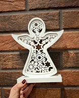 Drewniany Anioł ażurkowy, ozoba świąteczna