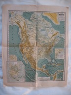 AMERYKA PÓŁNOCNA J.M. BAZEWICZ WARSZAWA przedwojenna MAPA LITOGRAFIA