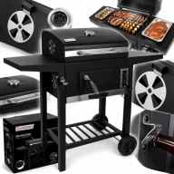 GRILL WĘGLOWY LANDGRAF DUŻY ŻELIWNY RUSZT 43X30 CM Z POKRYWĄ I TERMOMETREM