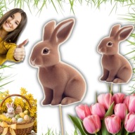 TOPPER ZAJĄCZEK WIELKANOCNY BRĄZOWY DEKORACJA OZDOBA DO KOSZYKA ŚWIĘCONKI