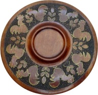 Talerz drewniany ze wzorami koguty średnica OK 24 cm wysokość około 2 cm