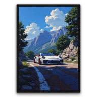 Plakat z ramą 50x70cm Porsche 911 GT3 RS Alpejska Droga | Pomysł na Prezent