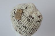 Wełniana czapka ESKIMOS AL - rękodzieło, cream, naturalna biel tweed, wełna