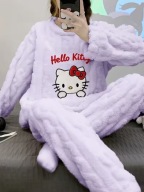 piżama damska KOT anime modna puchata ciepła termo miła FIOLETHELO KITTY