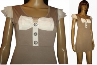 sukienka mini, tunika beżowa z kokardą, nowa S/M