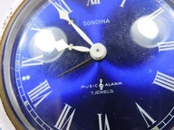 STARY MOSIEZNY ZEGAR BUDZIK Z POZYTYWKA MELODIA 7 JEWELS