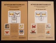 Niemcy1992 Mi1602-1606MOTYLE karty artystyczne kasowane PDO+rep. projektów
