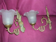 Kinkiety z mosiądzu ze szklanymi kloszami