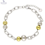 71961 Bransoletka złota i srebrna stal chirurgiczna łańcuch kulki