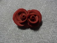 Broszka róża bordowa z modeliny z czasów PRL, HIT