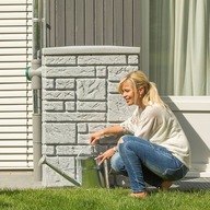 OZDOBNY Zbiornik na wodę deszczówkę beczka 300L MAURANO PRZYŚCIENNY szary