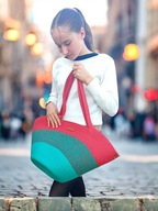 koszyk pleciony miejska Duża torba kolorowa na ramie szyta ręcznie M