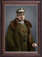 Obraz generał Józef Haller portret z podpisem w drewnianej ramie ze szkłem
