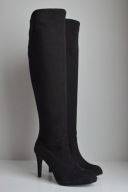 PRAWIE ZA KOLANO zamszowe kozaki szpilki Minelli z zaokrąglonym noskiem