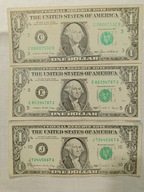 Stare banknoty 1 dolar USA 1985 i 88 r, seria C,E,J