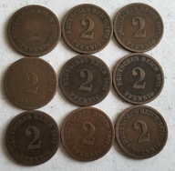 Moneta Niemcy 2 reichpfennig 1874 1875 1876 mały orzeł