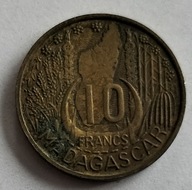 moneta madagaskar 10 franków 1953