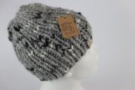 Wełniana czapka ESKIMOS AL - rękodzieło, szara tweed, wełna