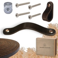 UCHWYT UCHWYTY SKÓRZANY SKÓRZANE MEBLOWE RĄCZKA 2,5CM SZEROKI LEATHER 158MM