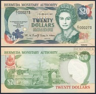 BNE - BERMUDY 20 Dollars 1997 C/1 000577 # P47 # NISKI NUMER # UNC