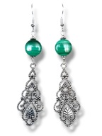 M35 Prześliczne kolczyki z kamieni naturalnych MALACHIT czakra serca