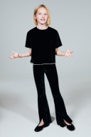 AKSAMITNE SPODNIE Z ROZSZERZANYMI NOGAWKAMI DLA DZIEWCZYNKI 152