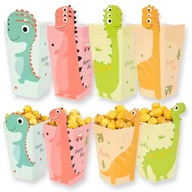 Papierowe Pudełka do POPCORNU Dinozaury 12szt 3x4 Tyranozaur Składane
