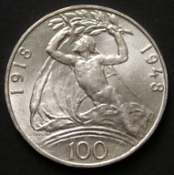 Czechosłowacja 100 koron 1948 - 30 rocznica niepodległości - srebro