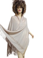 Laura Verdiani ciepły DUŻY szal WEŁNIANY wyszyty koraliczkami 72x190