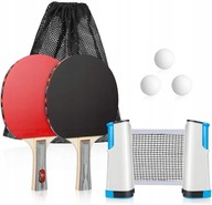 ZESTAW DO TENISA STOŁOWEGO PING PONGA 2x PALETKI PIŁECZKI SIATKA ROZKŁADANA
