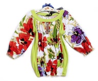 CISO Nowa Kolorowa Bluzka Biła W KWIATY**Elastyczna Wiskoza**46/48/50