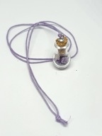 Naszyjnik wisiorek z minerałami ametyst fluoryt buteleczka rzemyk